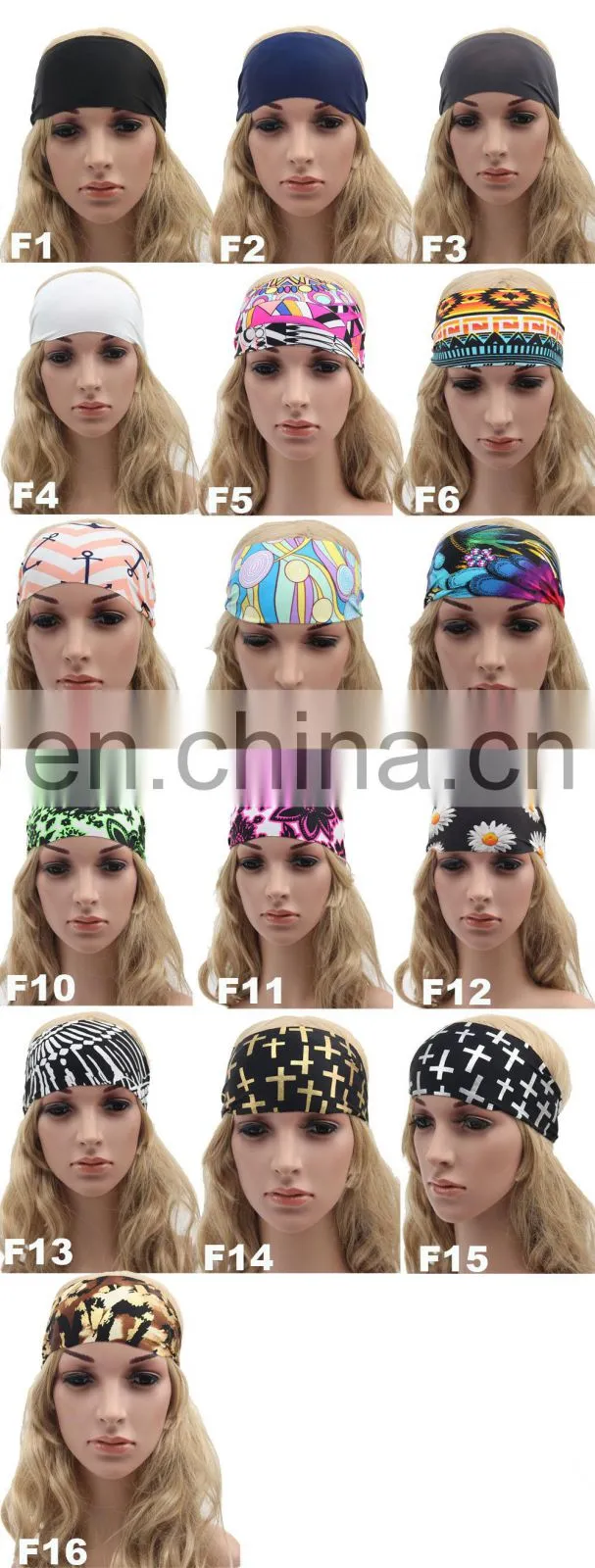 Girls fashion sports coverd elastic yoga Spandex fabric hair bands