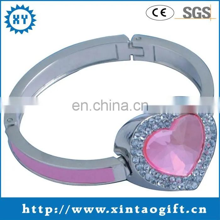 Wholesale promotion custom metal diamond bag hanger keychain