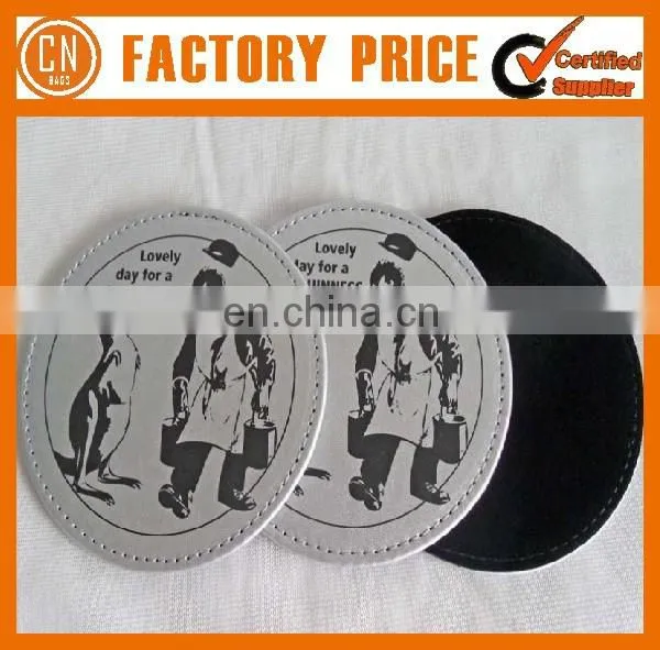 Cheap Logo Custom Embossed Leather Coaster