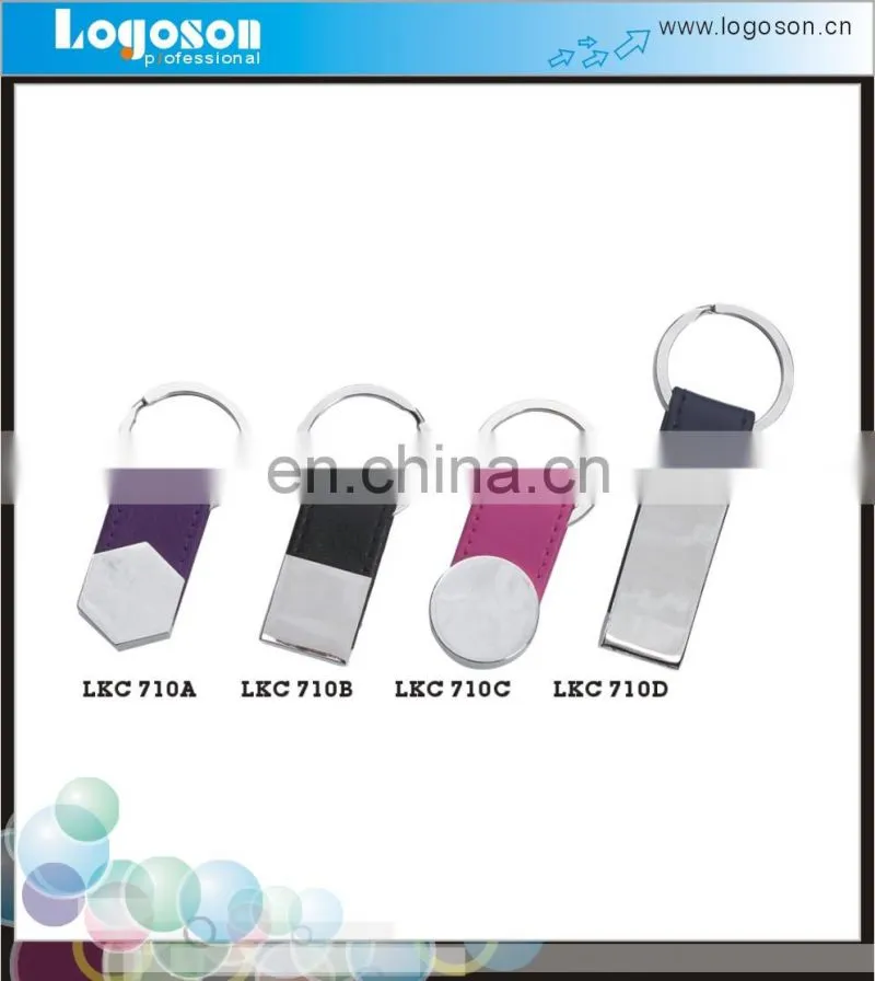 Novelty logoson custom shape metal handmade leather keychain
