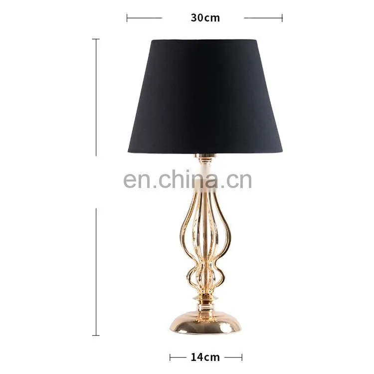 Popular European design luxury gold metal base fancy table lamps for hotel home