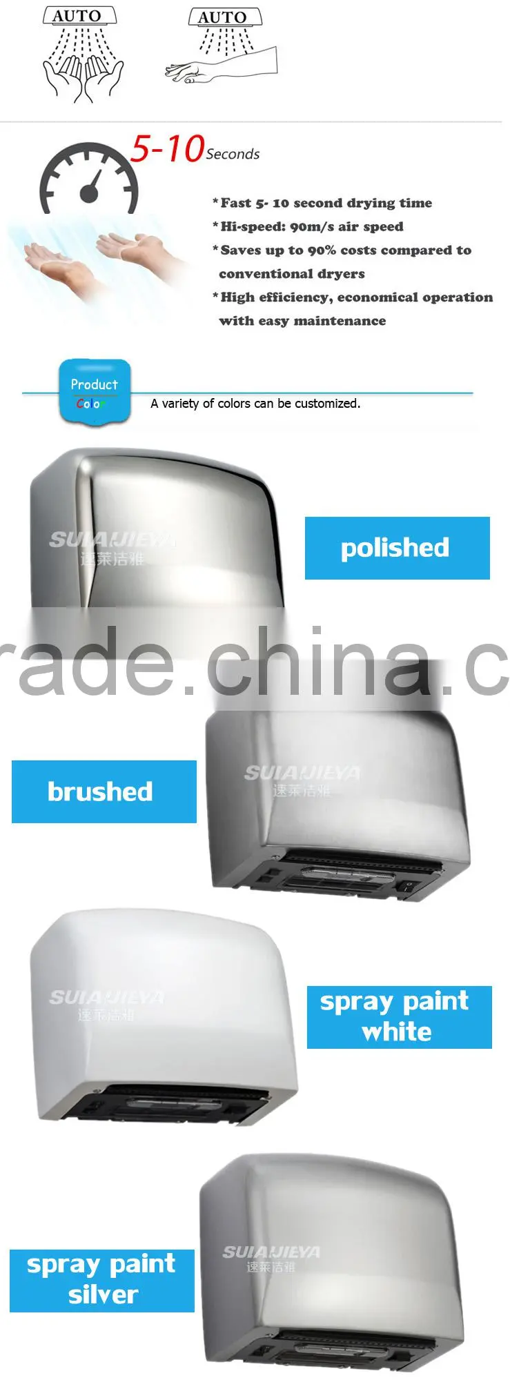 Bathroom products wall mounted automatic hand dryer suppliers in dubai