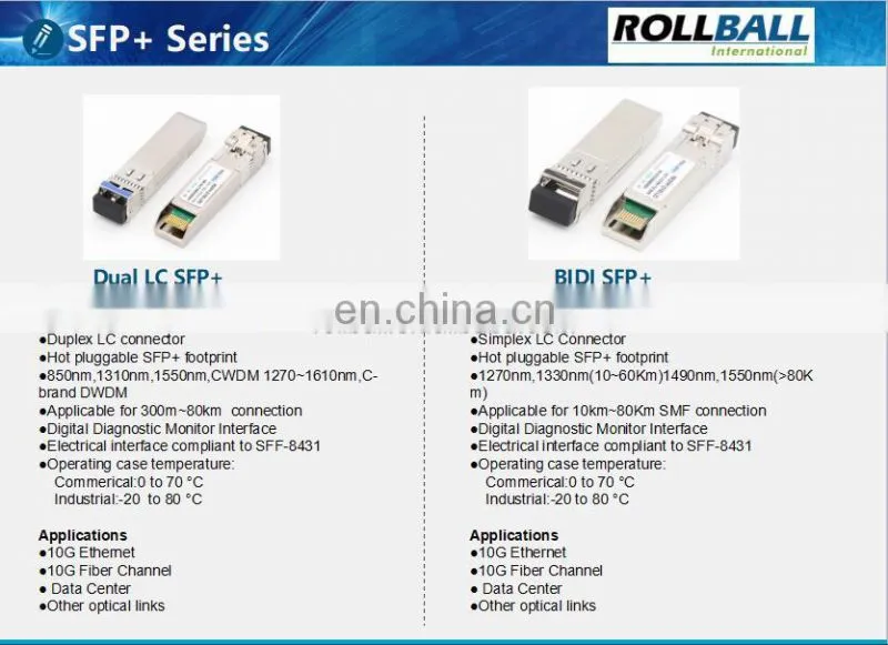 10G SFP+ SR MMF 300M 850nm LC DOM optical module
