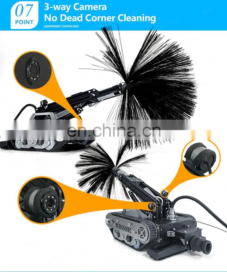 Ventilation duct cleaning robot rotary brush stainless steel pipe duct cleaning machine
