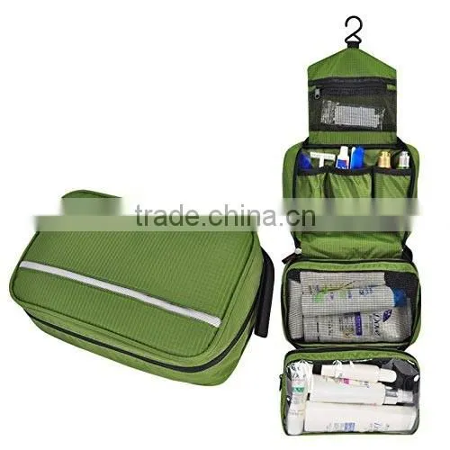 wholesale cheap price green waterproof toiletry bag for travel,high quality polyester travel wash bag,custom travel toiletry bag