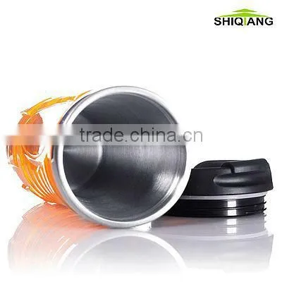 450ml stainless steel leakproof thermal mug with plastic cover