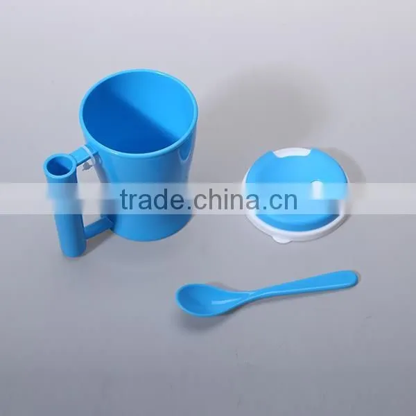 hot sale microwave pp plastic soup mug with spoon and lid