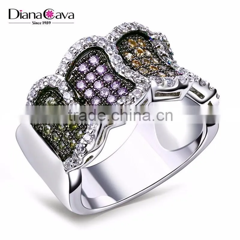 Good Price Item Jewelry Fashion Zircon Colorful Party Ladies Unique Brass Ring