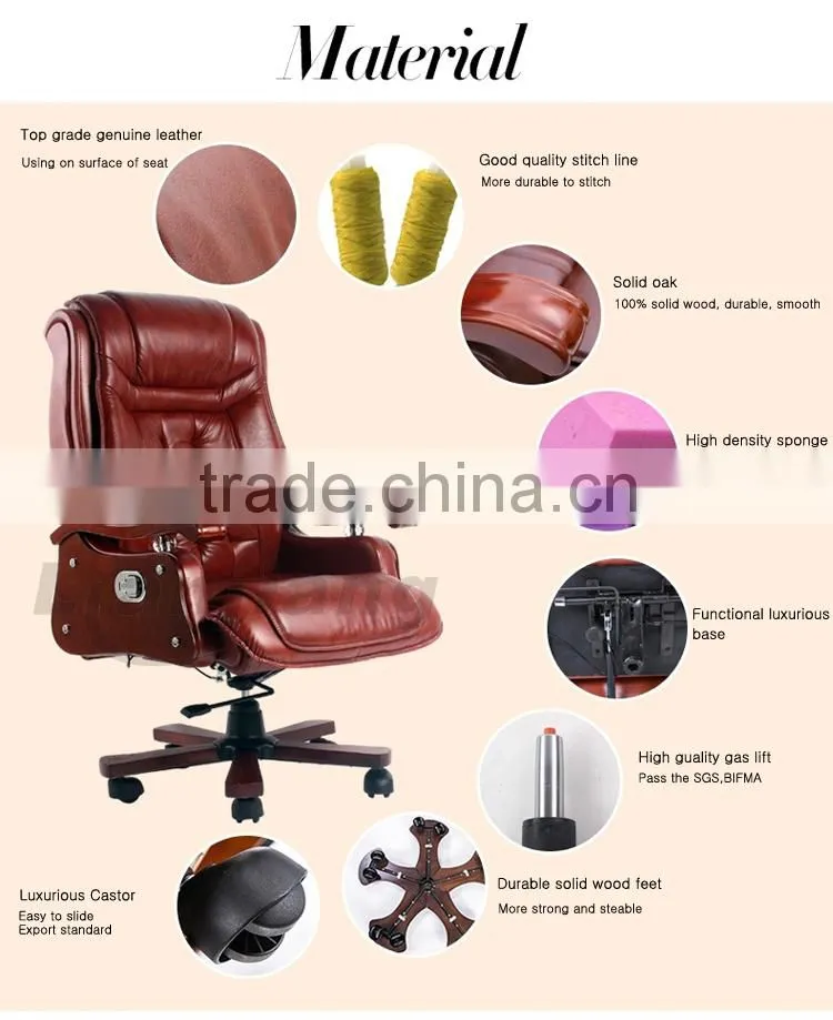 Luxury CEO swivel chair wood base