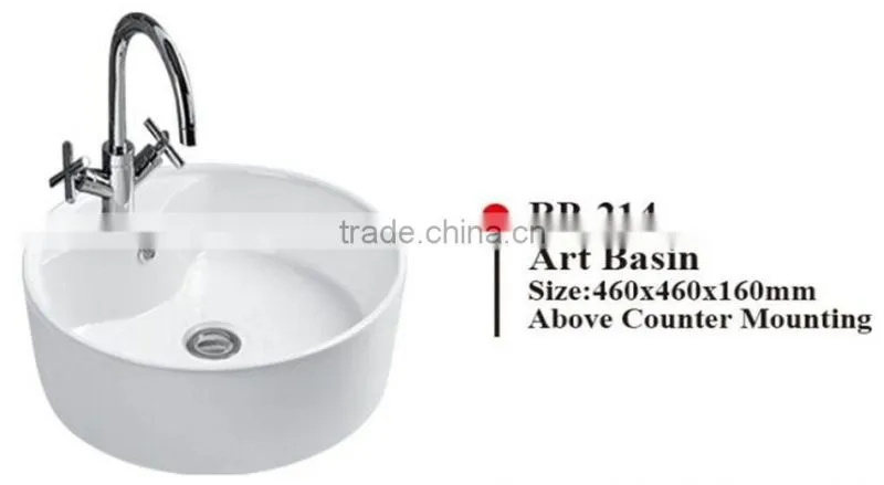BP-214 Modern Bathroom Design, Quality Round Art Basin, Bathroom Countertop Ceramic Hand Wash Single Bowl Sink