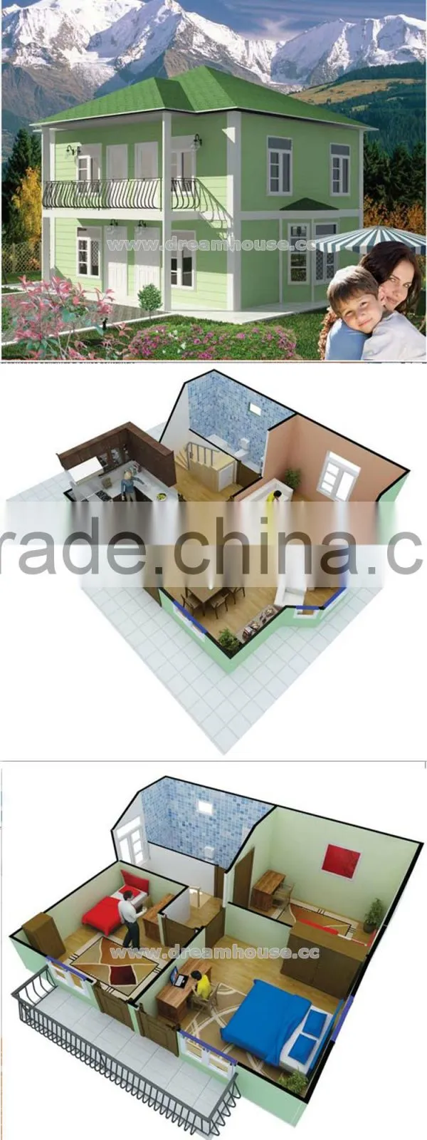 China prefab villa prefabricated house Manufacturer/china cheap two floors prefabricated villa house