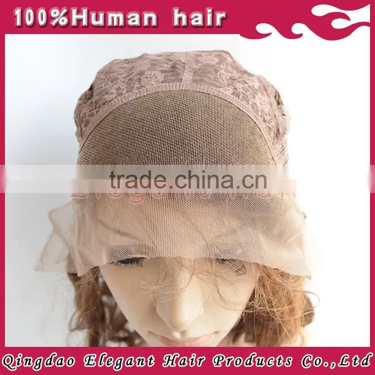 2015 Qingdao Elegant virgin hair brazilian hair lace front wig with side bang