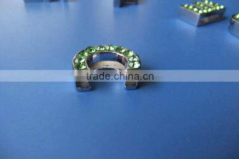 18mm Slide Letters with Green Rhinestone