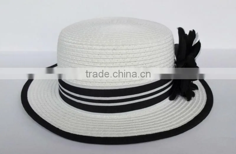 flat top white papaer straw hat