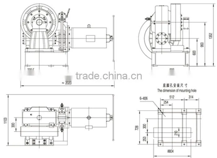 VVVF Elevator Geared Traction Machine BD-YJ350, Lift Motor