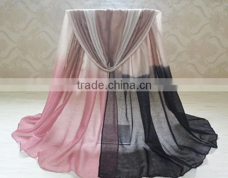 Wholesale New Design Autumn Fashion Gradient Cotton Glitter Woman Shawl