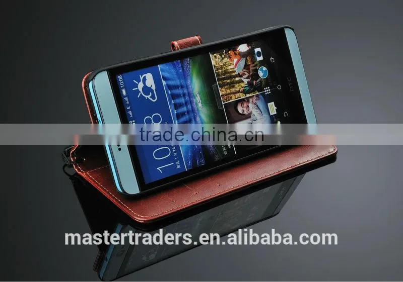 Free Shipping Original Fashion 64 Grain Stand Holder Wallet Flip PU Leather Case For HTC 826 MT-3170