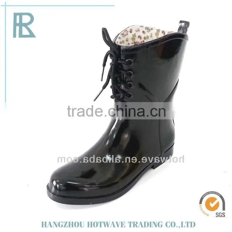 candy color lace up women pvc rain boots