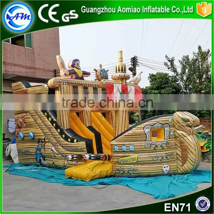 New style funny small indoor pirate ship inflatable dry slide for sale