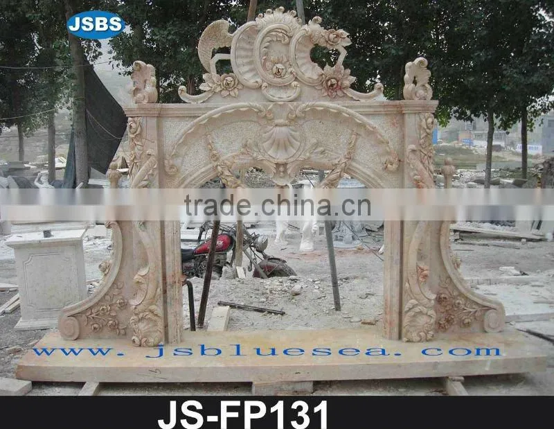 Human and animal statue marble fireplace