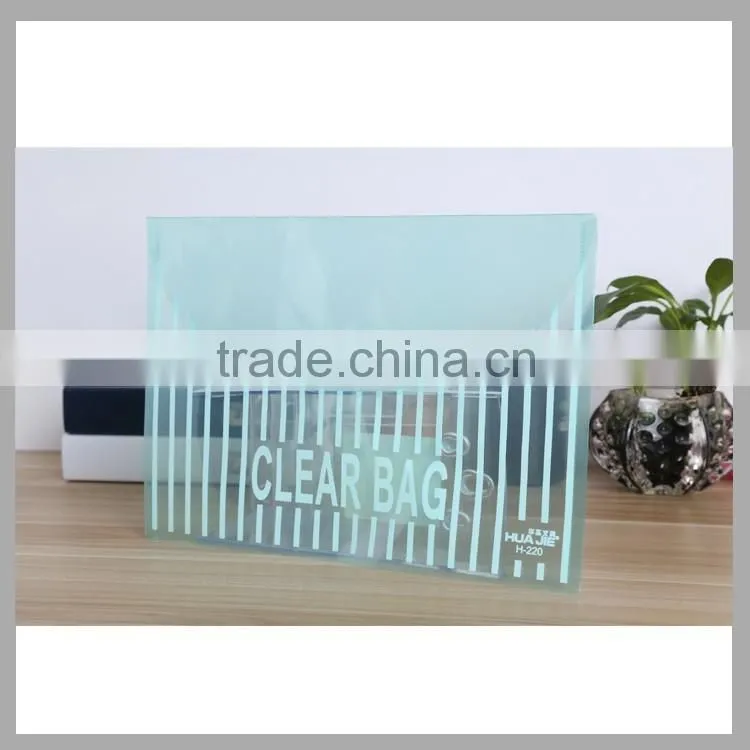 transparent my clear bag PP file bag envelope paper file folder document bag with button lock