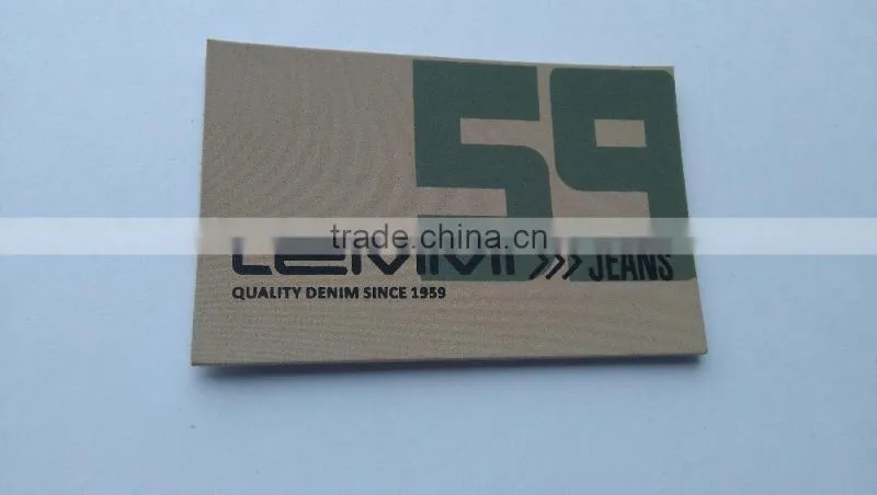 Custom printed white fake leather patch