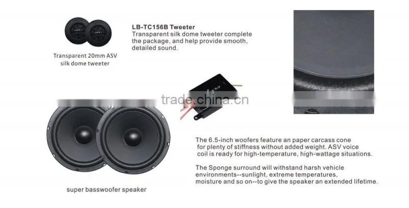 Small order area Hot Selling 6-1/2" inch component car speaker tweeter woofer speaker