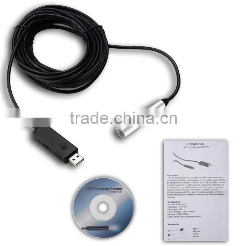 USB Waterproof Borescope Snake Scope 5M/7m/10m Cable Endoscope Inspection Metal Camera