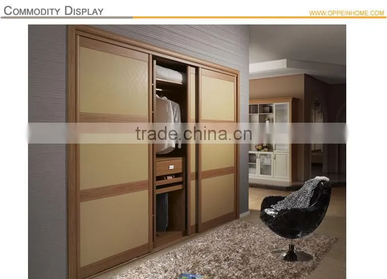 OPPEIN 3 Sliding Doors PU Leather Wardrobe