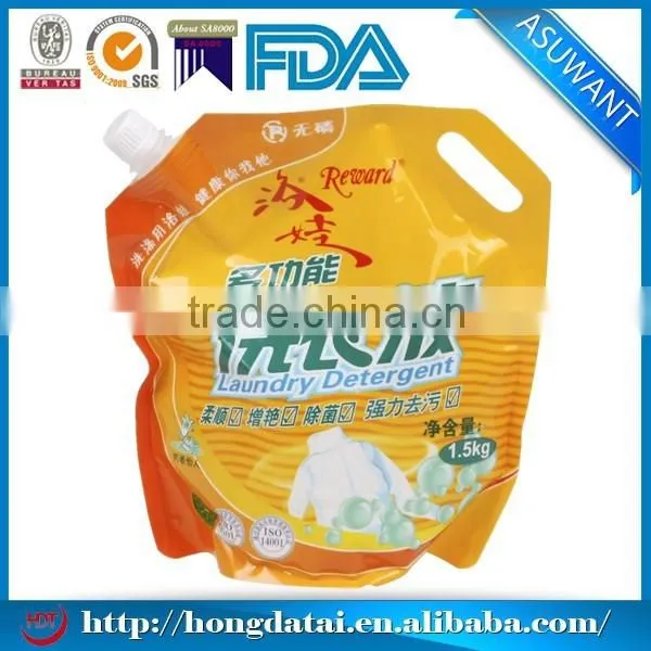 FDA certificated cheap stand up liquid laundry detergent packing bag