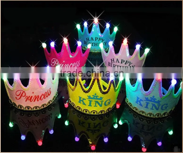 3 functions LED light birthday crown hat for kids