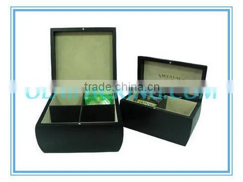 luxury matte blue lacquer finish wooden tea bags packing box