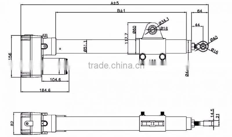 36'' linear actuator for solar panel tracking with single axial