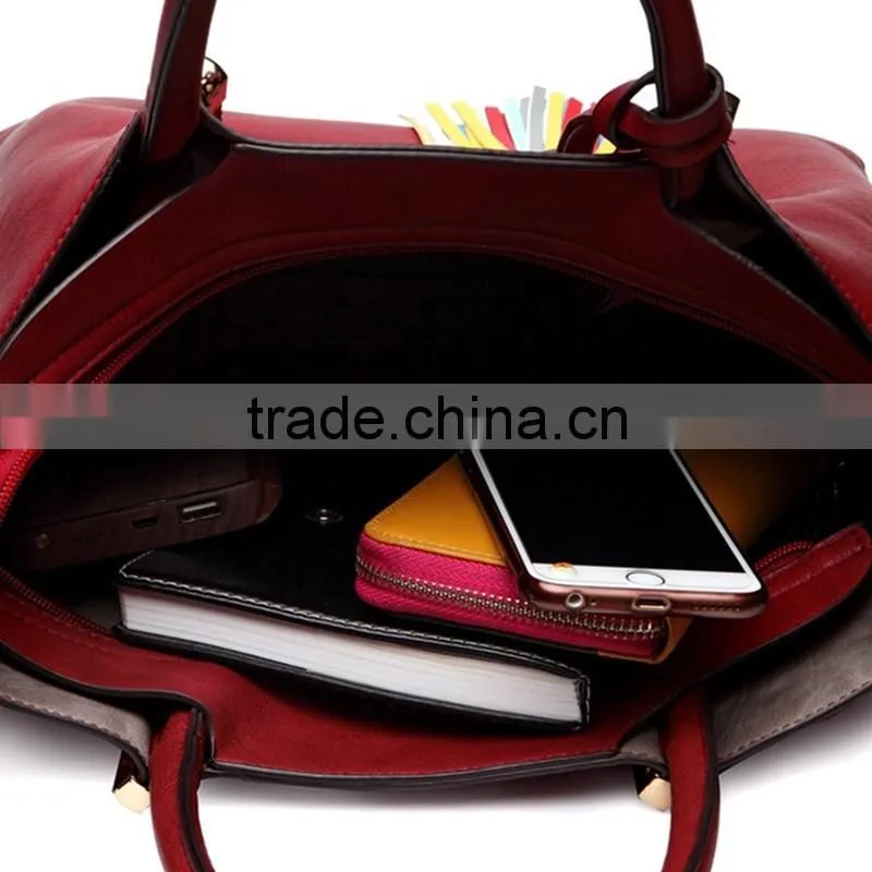 Dongguan factory fashion ladies handbag wholesale leather set handbag