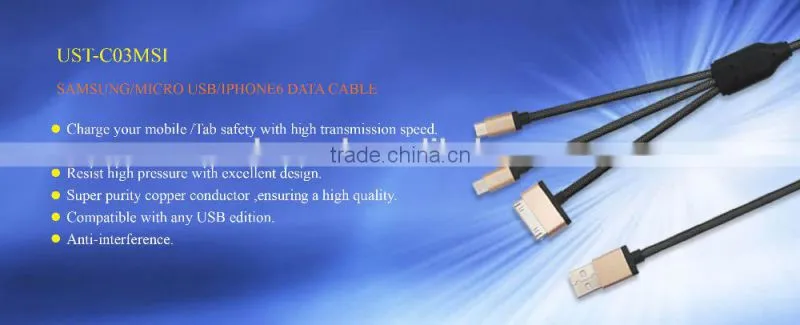 All in one date/charge cable for Sam sung,micro USB,Iphone6 data cable