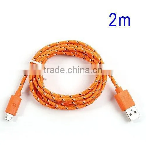 Newest Multi-color Nylon Woven Micro USB Cable Cord for Samsung, HTC, LG, Nokia and Sony