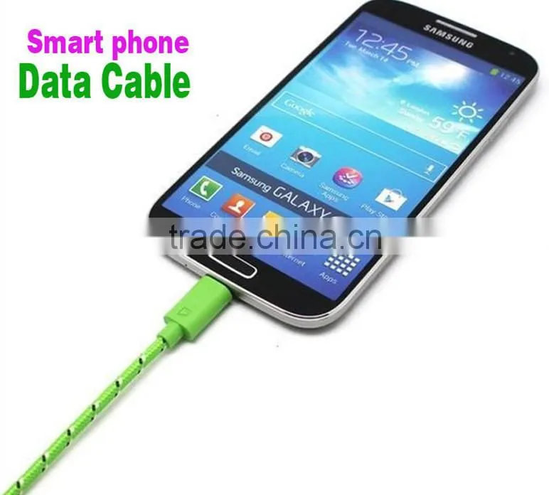 Newest Multi-color Nylon Woven Micro USB Cable Cord for Samsung, HTC, LG, Nokia and Sony