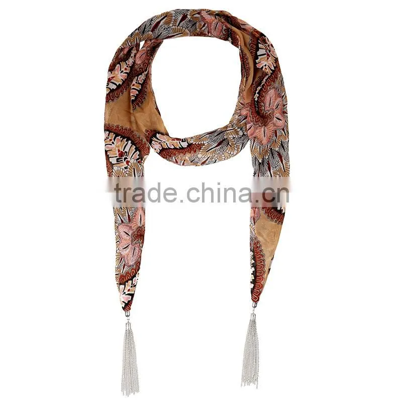 Top sale passion tropical plants printing scarf,functional scarf