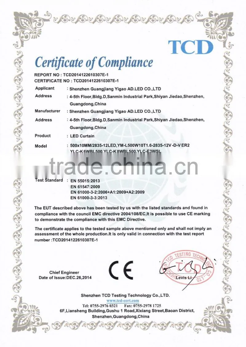 2 years warranty smd 2835 rolling led curtain for single or double light box