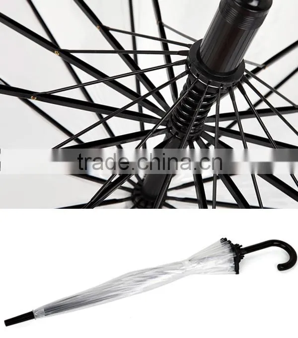 23" 14k Straight Transparent POE Rain Umbrella