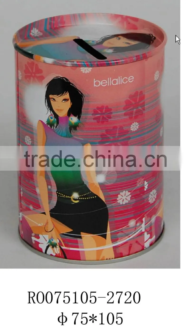 Round coin bank & money saving tin box