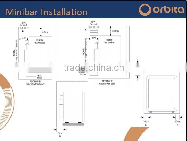 60L glass door Absorption minibar for hotel using