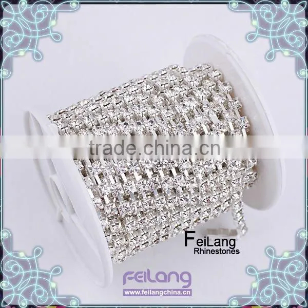 wholesale rhinestone cup chain ,crystal clear cup chain with gold claw