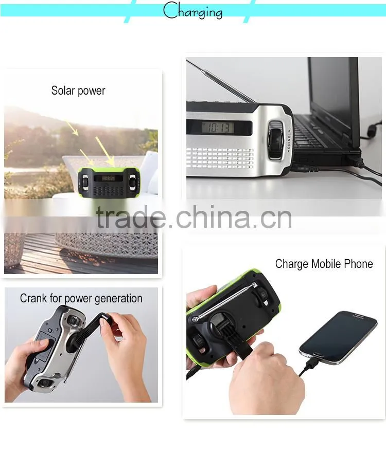 2016 Trending Products Dynamo Digital Display LED Torch AM/FM Solar Rechargable Radio Flashlight