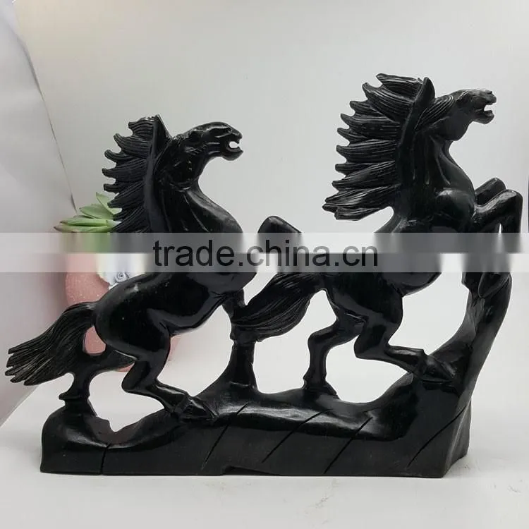 Obsidian horse sculpture animal carvings