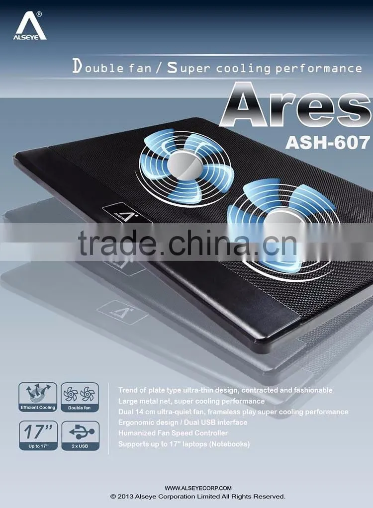 Alseye HA01 manufacturer Ares 14 "15.6" 17 " two fans laptop cooling pad