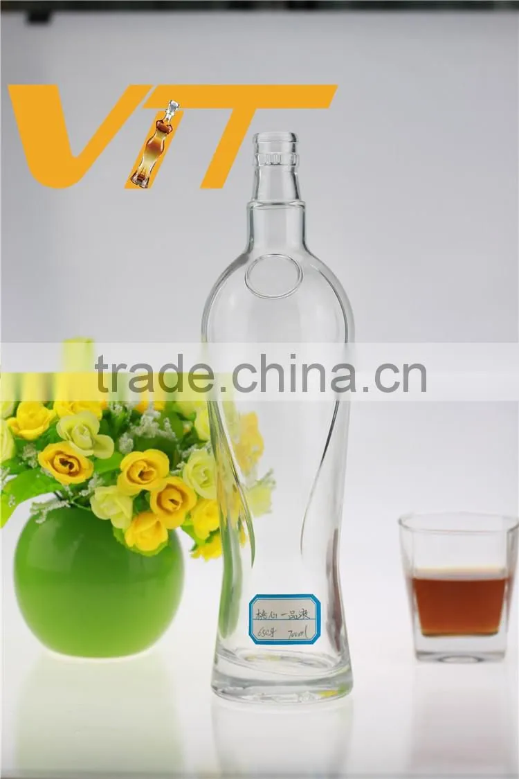 High quality champagne glass bottle sell better glass bottle wide body glass bottle