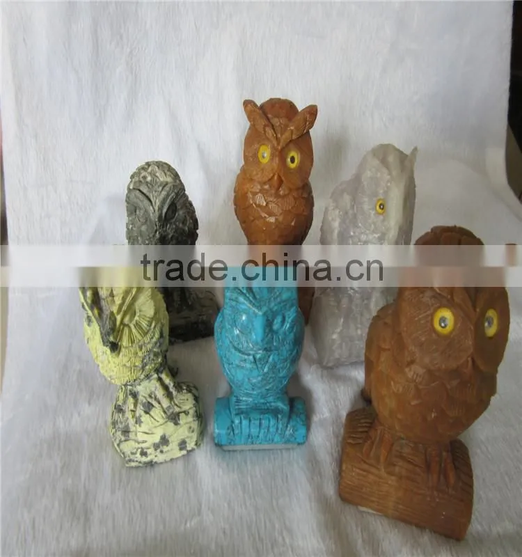Factory direct customized quartz crystal colorful owl for home decor