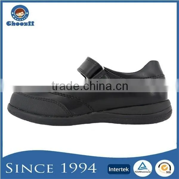 Top Grade Girls Black Action Leather School Kids Shoes Children