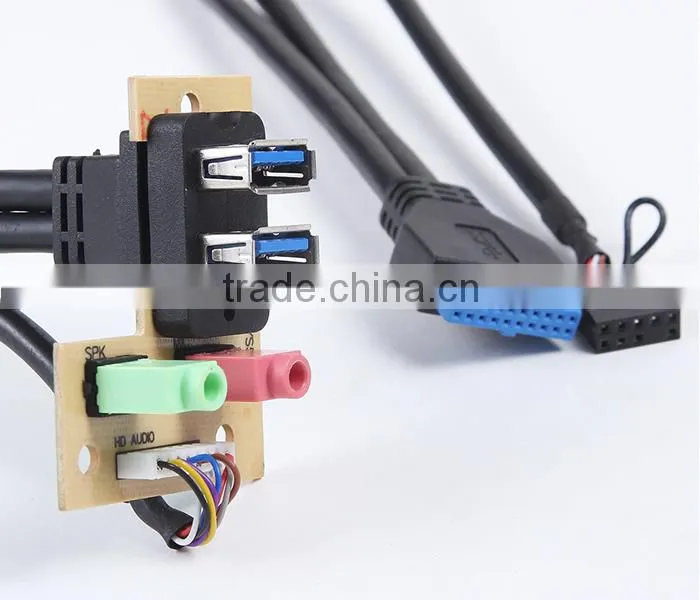 USB3.0 cable elbow+usb 2.0 female+audio cable+PCB13133 panel mount cable